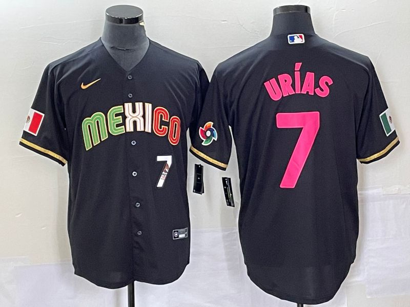 Men 2023 World Cub Mexico #7 Urias Black pink Nike MLB Jersey1->more jerseys->MLB Jersey